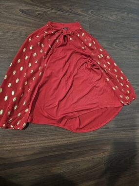 Louise PARIS Red High-Low Skirt with Gold Dot Detail